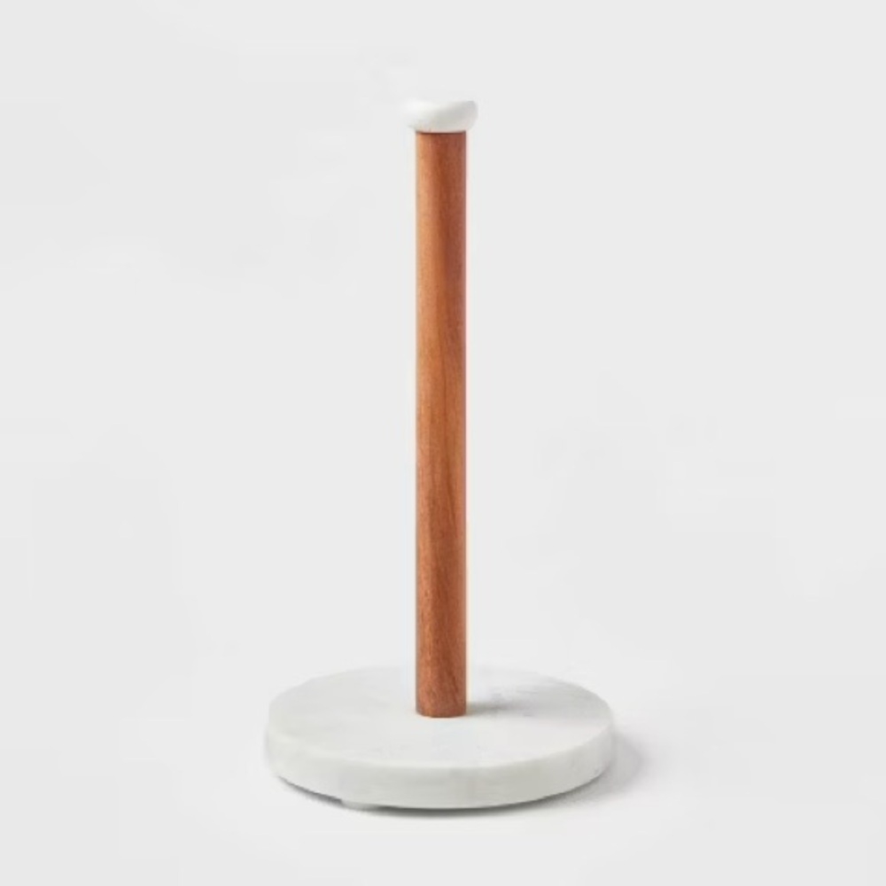 Wood and Marble Paper Towel Holder